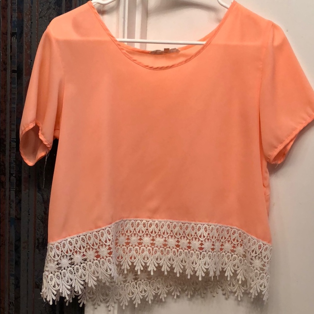 Pink lace crop top